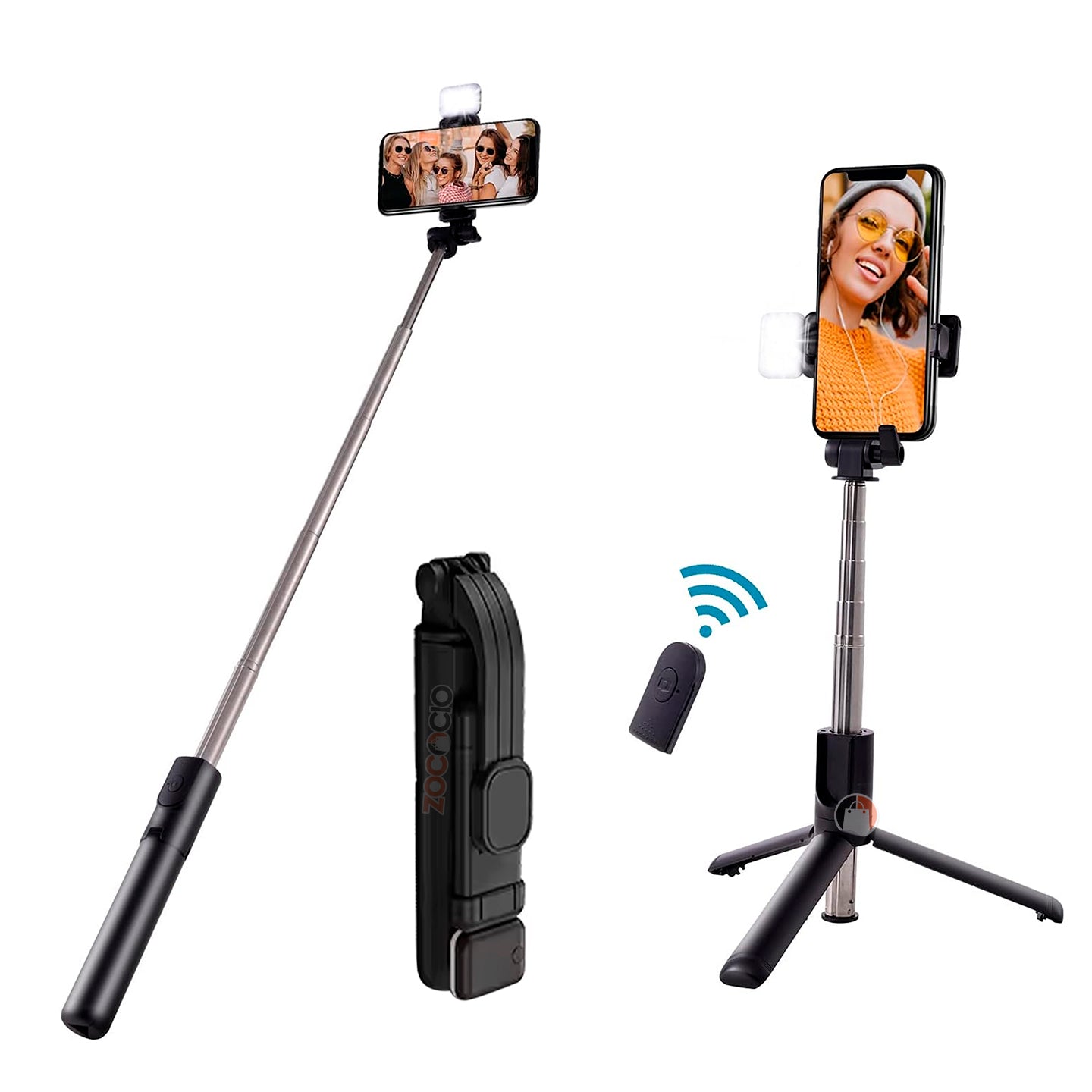 Palo Selfie con Luz de Relleno, Trípode Integrado y Bluetooth